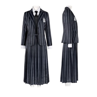 The Addams Family Wednesday Schwarze Schuluniform Cosplay Kostüm für Kinder und Erwachsene Carnival Halloween