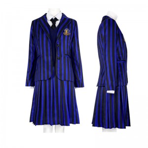 The Addams Family Wednesday Blau Schuluniform Cosplay Kostüm für Kinder und Erwachsene Halloween