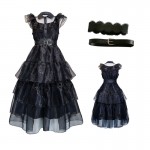 Addams Family Wednesday Schwarzes Kleid Ball Erwachsene Cosplay Kostüme Karneval Halloween